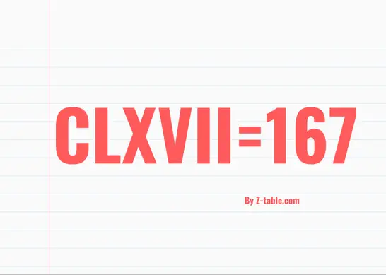 CLXVII roman numerals